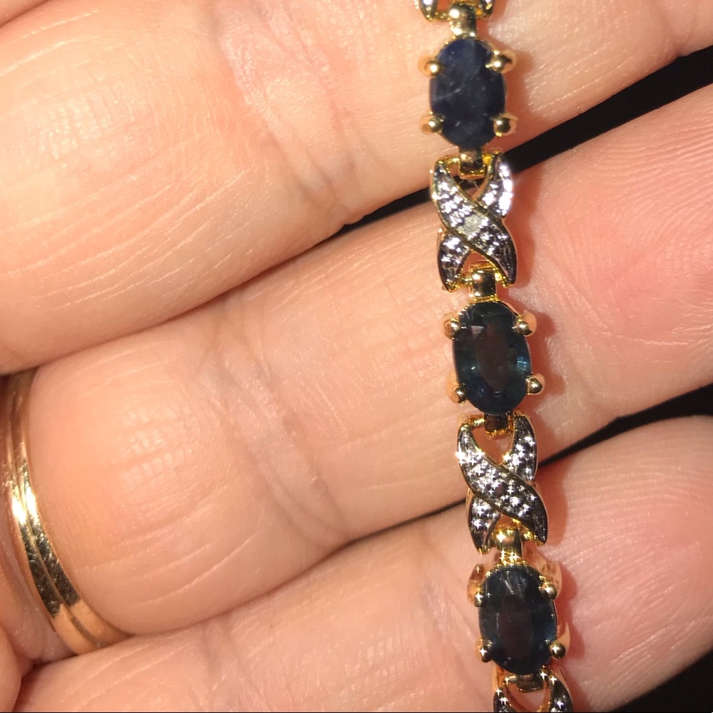Black Sapphire & Diamond Tennis Bracelet - Picture 3 of 5